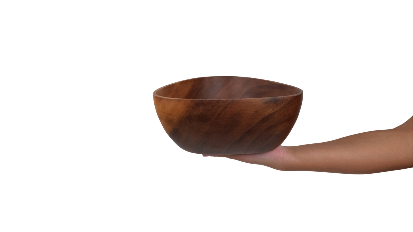 Wooden Triangle Salad Bowl with Salad Tosser