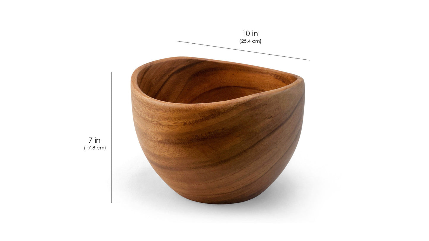 Wooden Salad Bowl with Salad Tosser