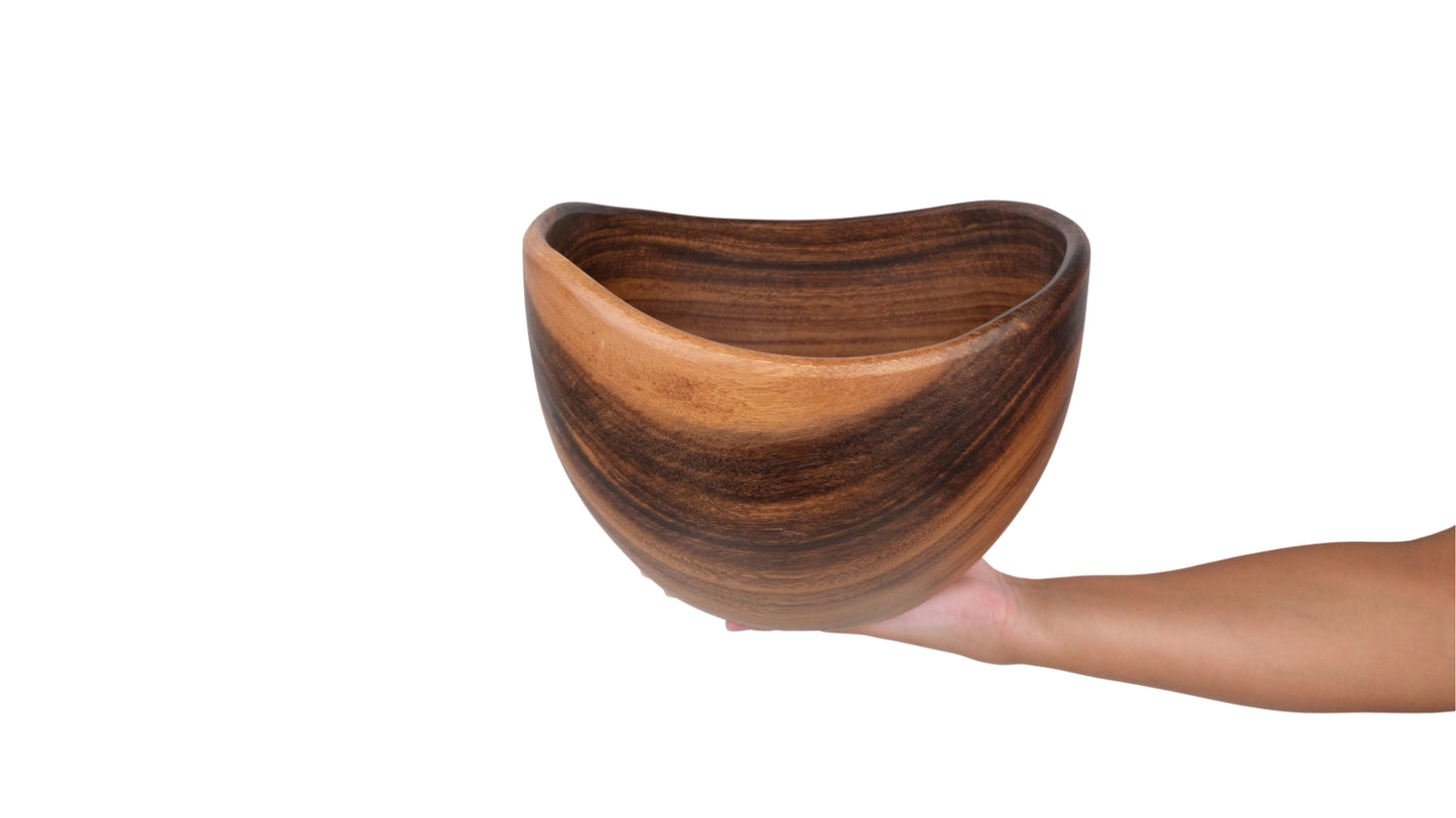 Wooden Salad Bowl with Salad Tosser