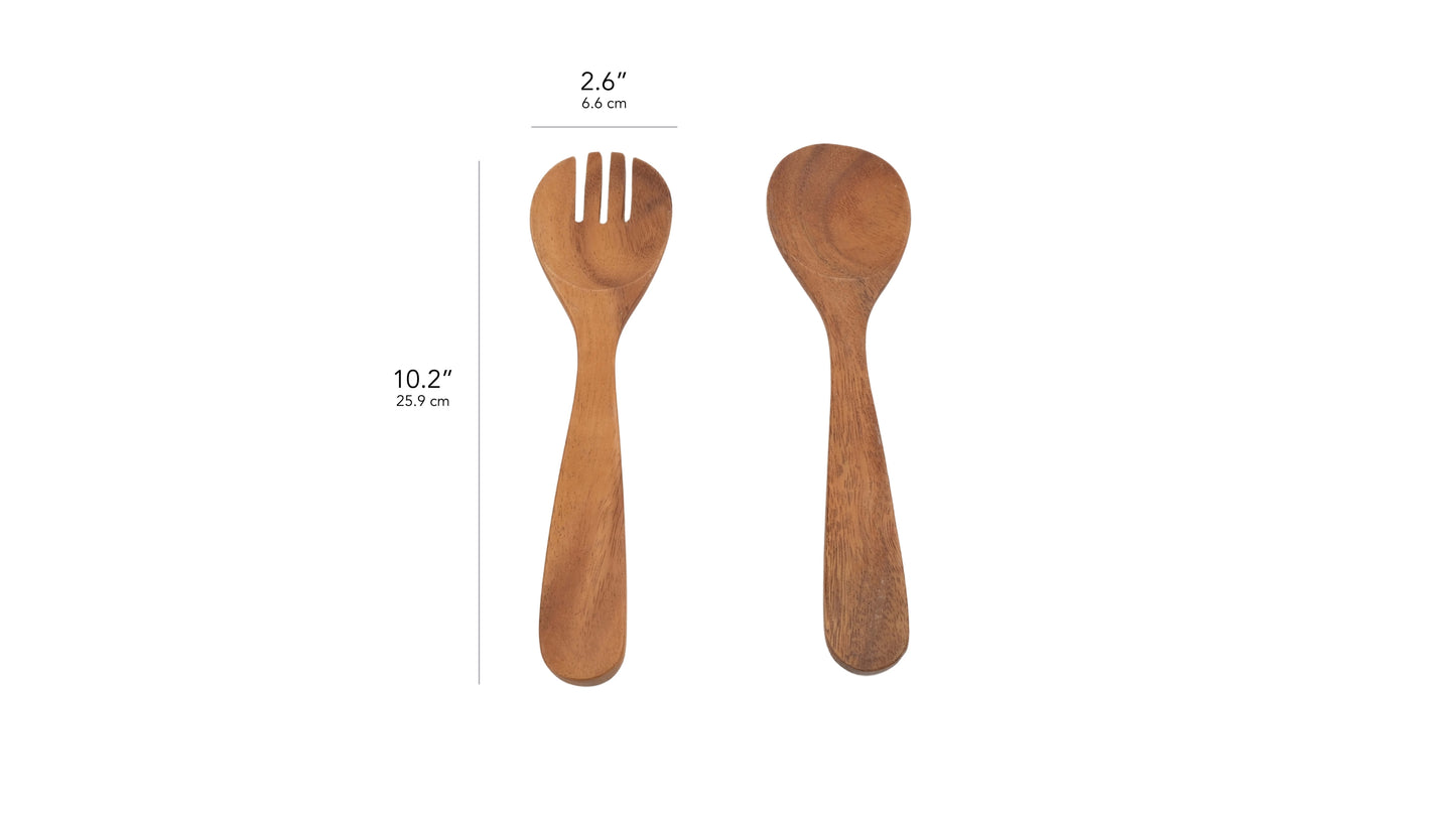 Wooden Salad Bowl with Salad Tosser