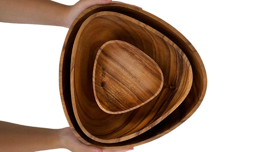 Wooden Triangle Salad Bowls