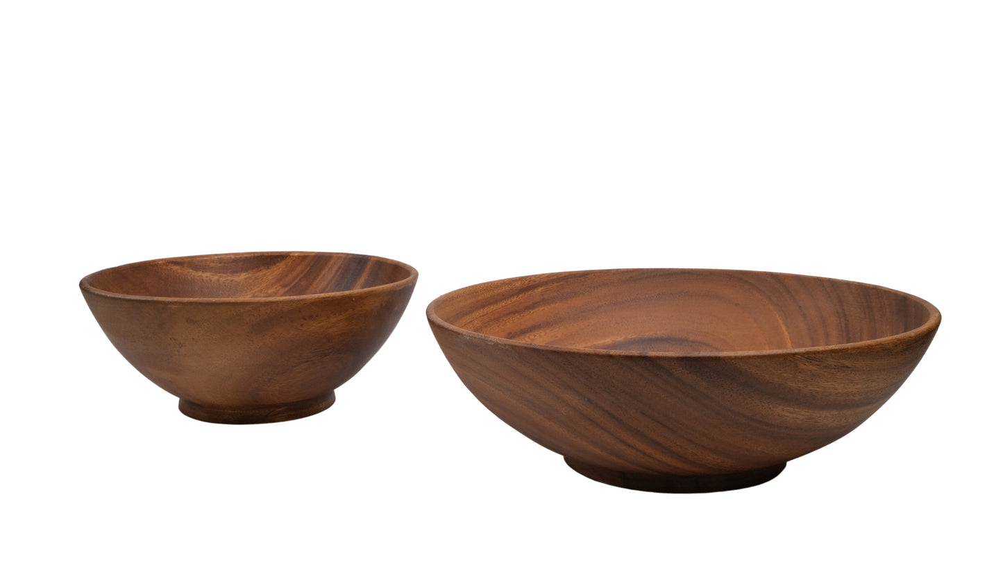 Wooden Wok Bowl Salad Bowl with Salad Tosser